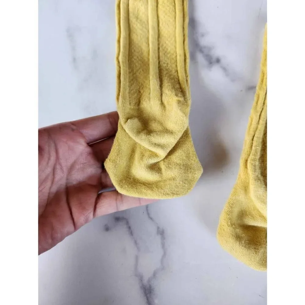 Baby socks 6-12 month mustard yellow knit ribbed calf length